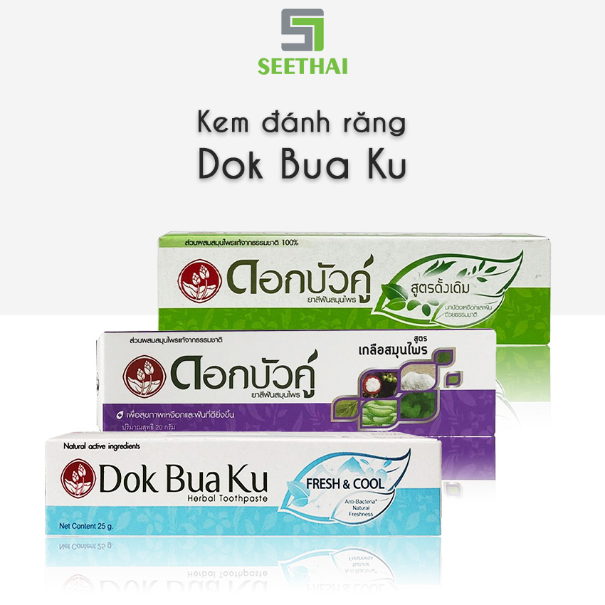 Kem đánh răng thảo dược Thái Lan DOKBUAKU ngừa mảng bám 25gr