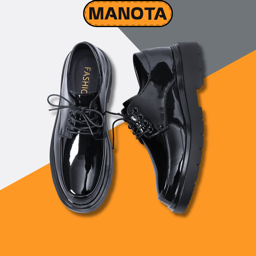 Giày đốc Manota giày nam da bóng có viền đế cao 5cm tăng chiều cao BT01