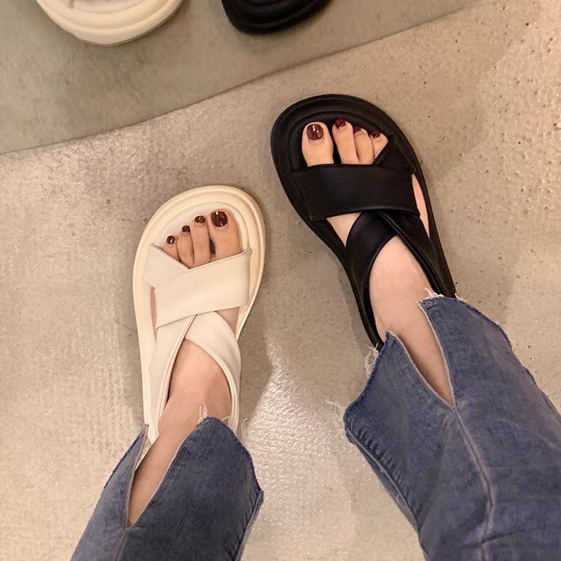 Dép sandal Xoắn Chul nauwx da mềm mềm mại 2 màu cao cấp