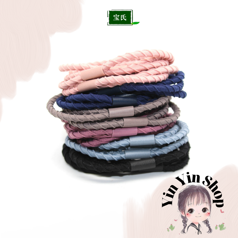 Set 10 dây buộc tóc sợi xoắn lượn sóng ghép 2 sợi thành 1 nhiều màu sắc phong cách Hàn Quốc