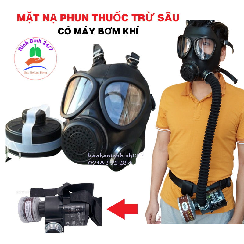 Bộ mặt nạ chống độc phun trừ sâu phun sơn có máy quạt khí làm mát dây đeo