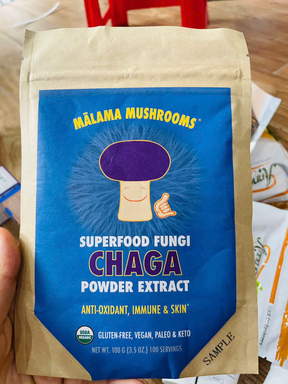 Bột chiết xuất nấm Chaga của Malama,hỗ trợ hệ miễn dịch, sức khỏe làn da và giảm mệt mỏi 100g