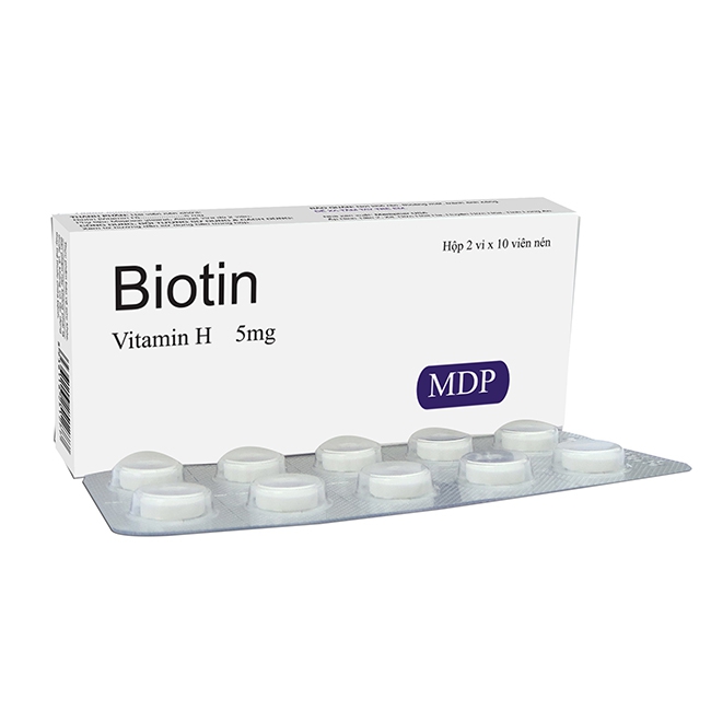 BIOTIN 5MG VITAMIN H - NGĂN NGỪA RỤNG TÓC, VIÊM DA DO TIẾT BÃ NHỜN HỘP 20 VIÊN