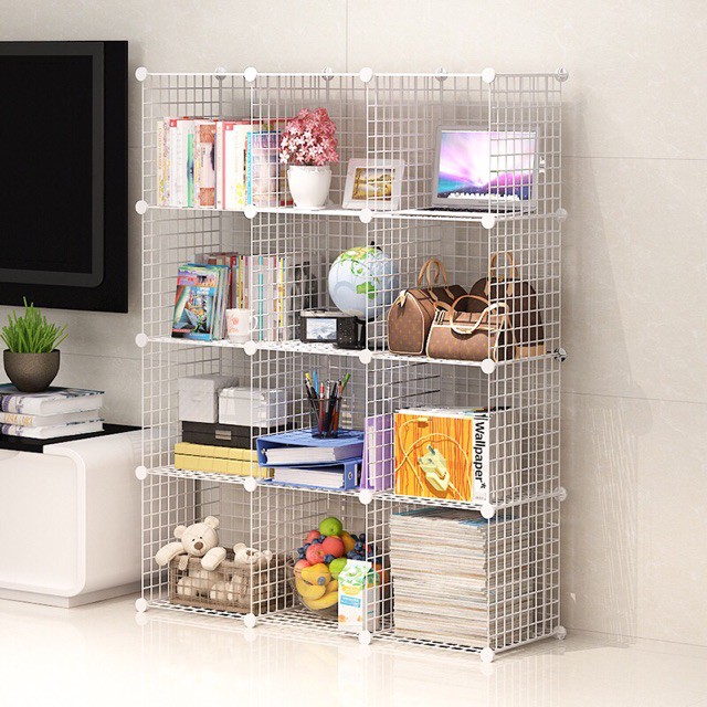 Tấm Lưới sắt thép lắp ghép 35x35 TẶNG KÈM CHỐT đa năng: giá để sách, đồ trang trí, chuồng quây chó mèo, decor trang trí nhà