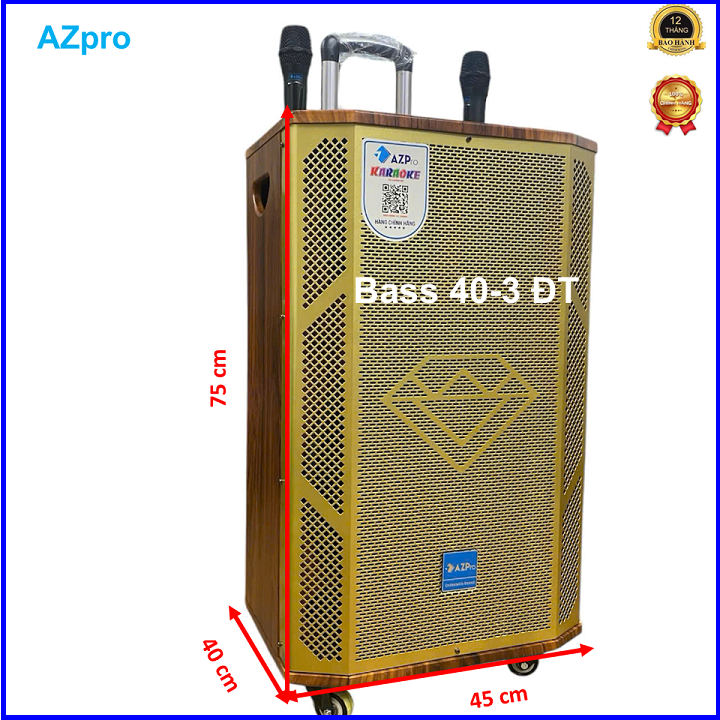 Loa kéo Bluetooth 5.0 chính hãng AZPRO,AZ-C659 Bass 40-3 đường tiếng mạch 12 núm chỉnh Revert ,tặng 