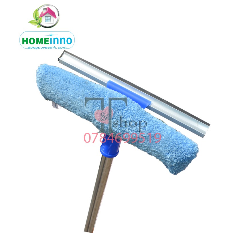 Bộ cây lau kiếng, gạt lau kính 2 trong 1 homeinno cán dài 60cm