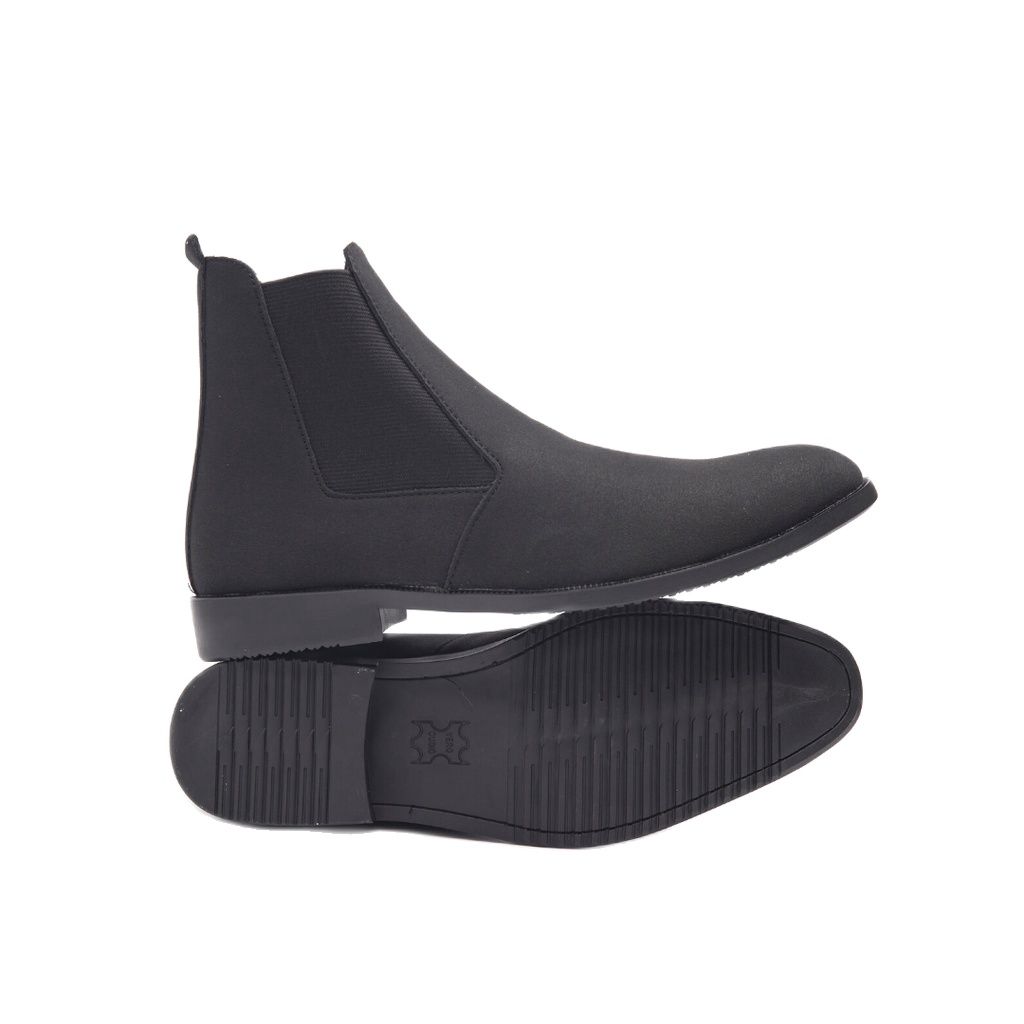 Giày chelsea boots nam da lộn, cổ chun, đế khâu chắc chắn-cb548 đen buck
