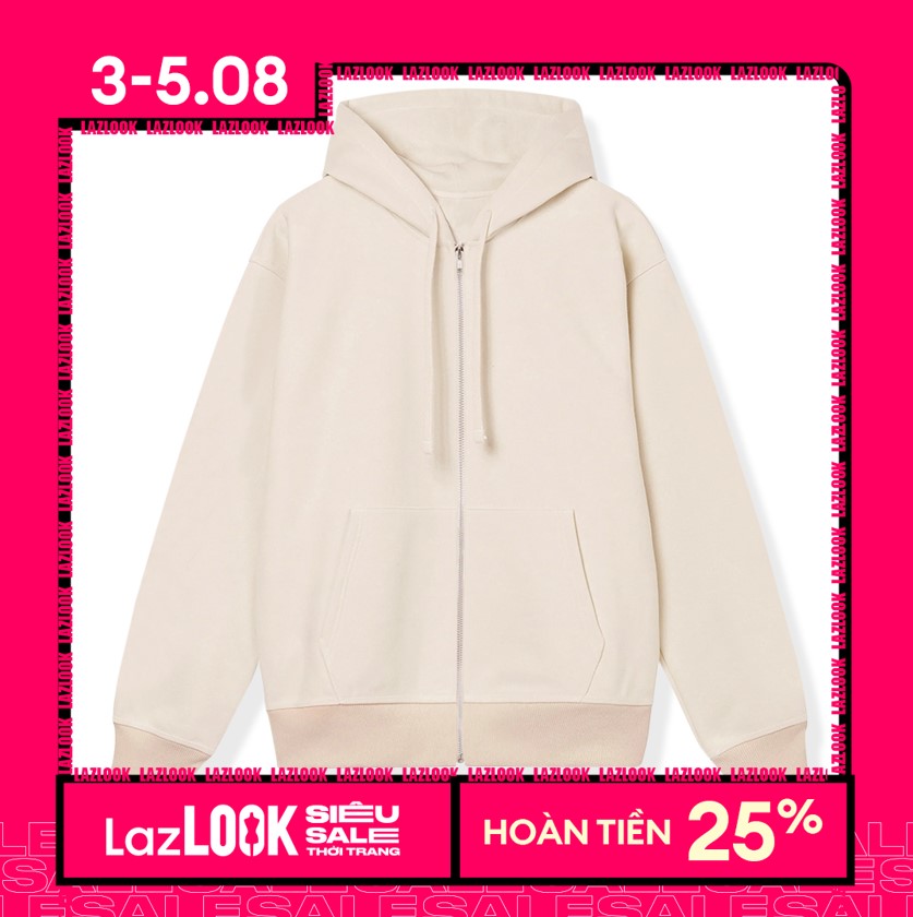 Áo hoodie localbrand unisex basic hoodie zip sand - puberty