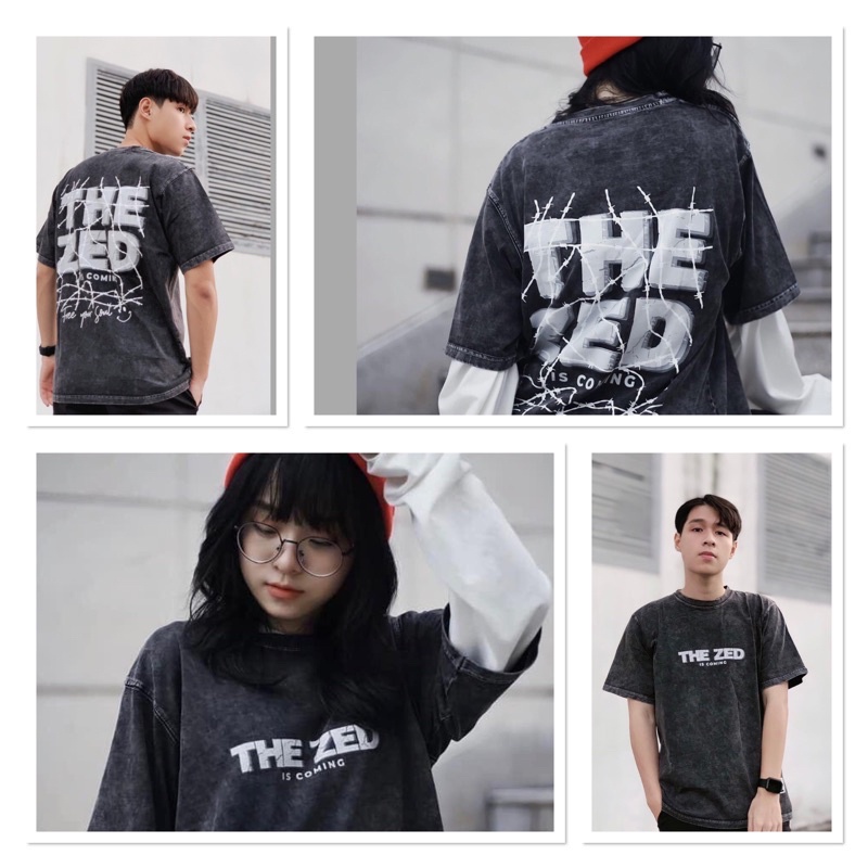 Áo thun phông loang unisex from rộng in chữ the zed Nam Nữ siêu hot - LinhStore123@