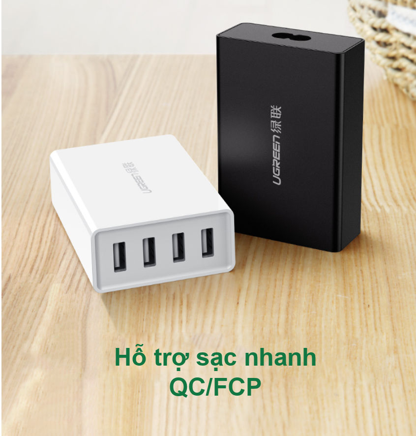 Trạm sạc 4 cổng USB, hỗ trợ sạc nhanh QC/FCP UGREEN CD102 Trạm sạc 4 cổng USB, hỗ trợ sạc nhanh QC/FCP UGREEN CD102