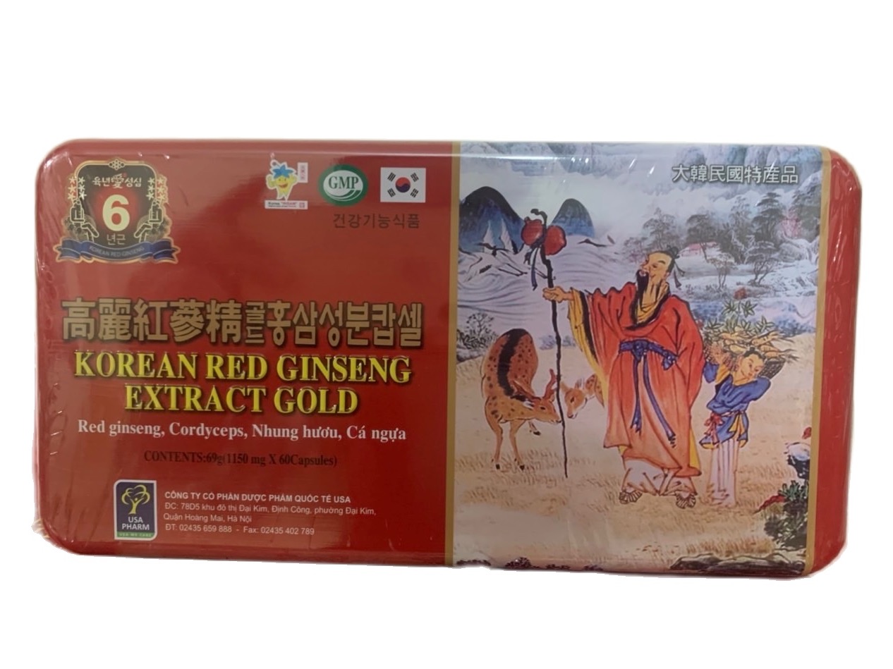 Viên Hồng Sâm Nhung Hươu Linh Chi Korean Red Ginseng Extract Gold (Hộp 60 Viên)