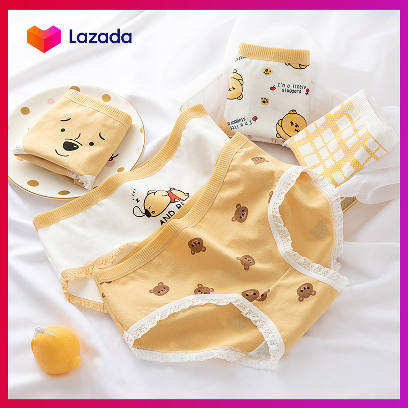 HCM Quần lót nữ cotton Gấu vàng Cute CAO CẤP phối nơ DỄ THƯƠNG - Quần chip nữ dễ thương - NHShop
