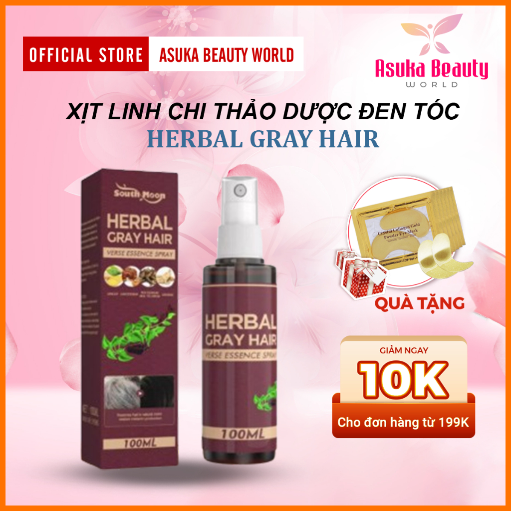 Xịt Đen Tóc Herbal, Tinh Chất Linh Chi Đen Tóc Herbal, Herbal Gray Hair, Serum Phủ Bạc Làm Đen Tóc A