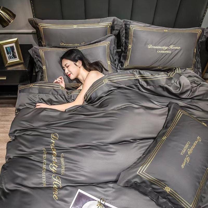 Bộ chăn ga gối Dream City Home trơn cao cấp, chất lụa tencel nhập khẩu sang trọng mềm mịn thoáng khí