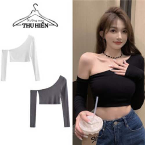 Áo body hở vai dài tay vải tăm dáng ngắn ôm người siêu tôn dáng sexy mặc đi chơi, chụp ảnh siêu đẹp XUONGMAYTHUHIEN