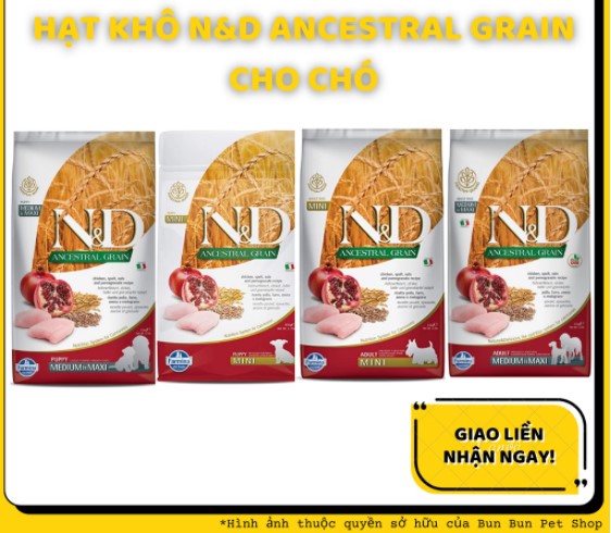 2.5kg hạt khô cho chó Farmina N&D Ancestral Grain Dog Chicken & Pomegranate Adult/Puppy Mini/Medium&Maxi