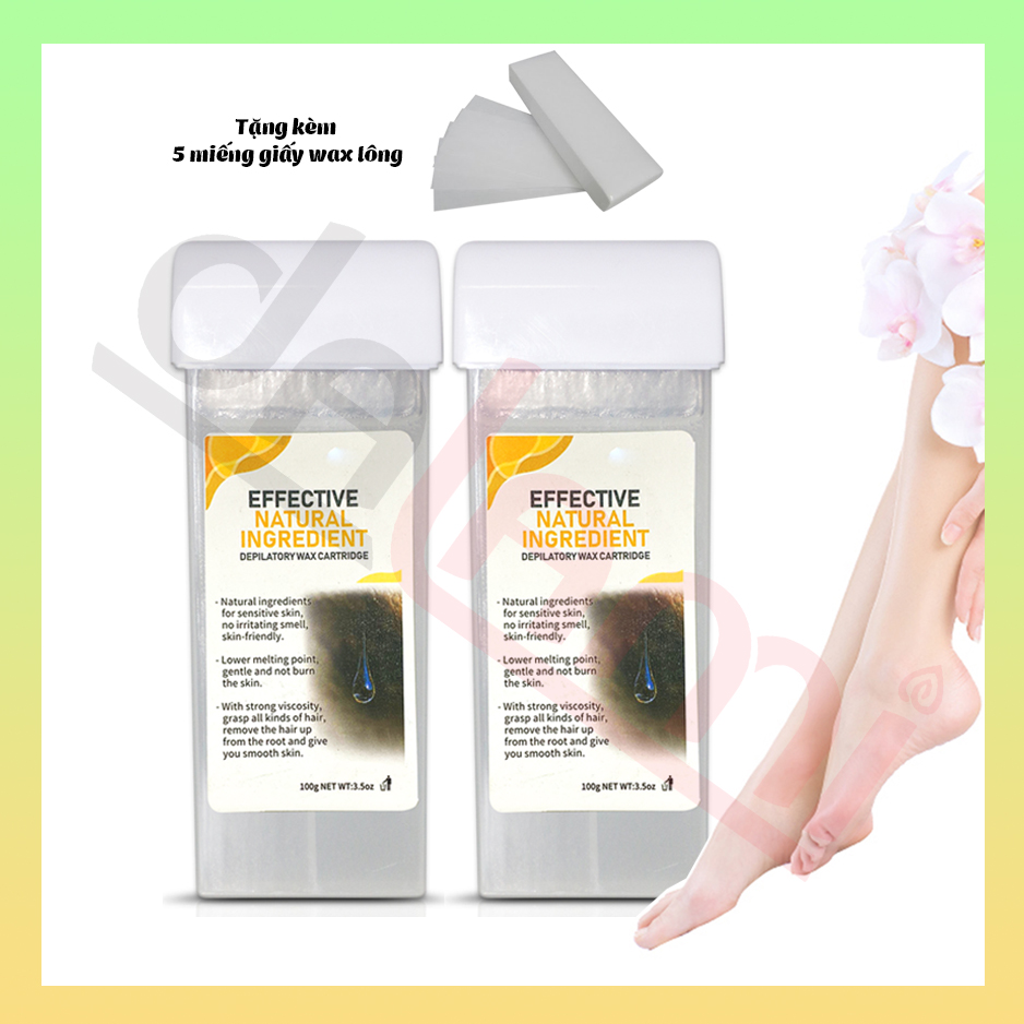 Gel Wax Lông Con Lăn Cho Da Nhạy Cảm - Sáp Wax lông Nóng Premium (100ml) - Wax lông tận gốc, nhanh chóng, an toàn, hiệu quả - Chuyên dùng Wax lông tay, lông chân - Tặng kèm 5 miếng giấy wax lông