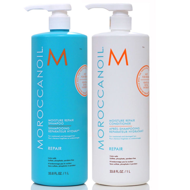Dầu gội xả phục hồi tóc hư tổn Moroccanoil Repair Moisture 1000mlx2