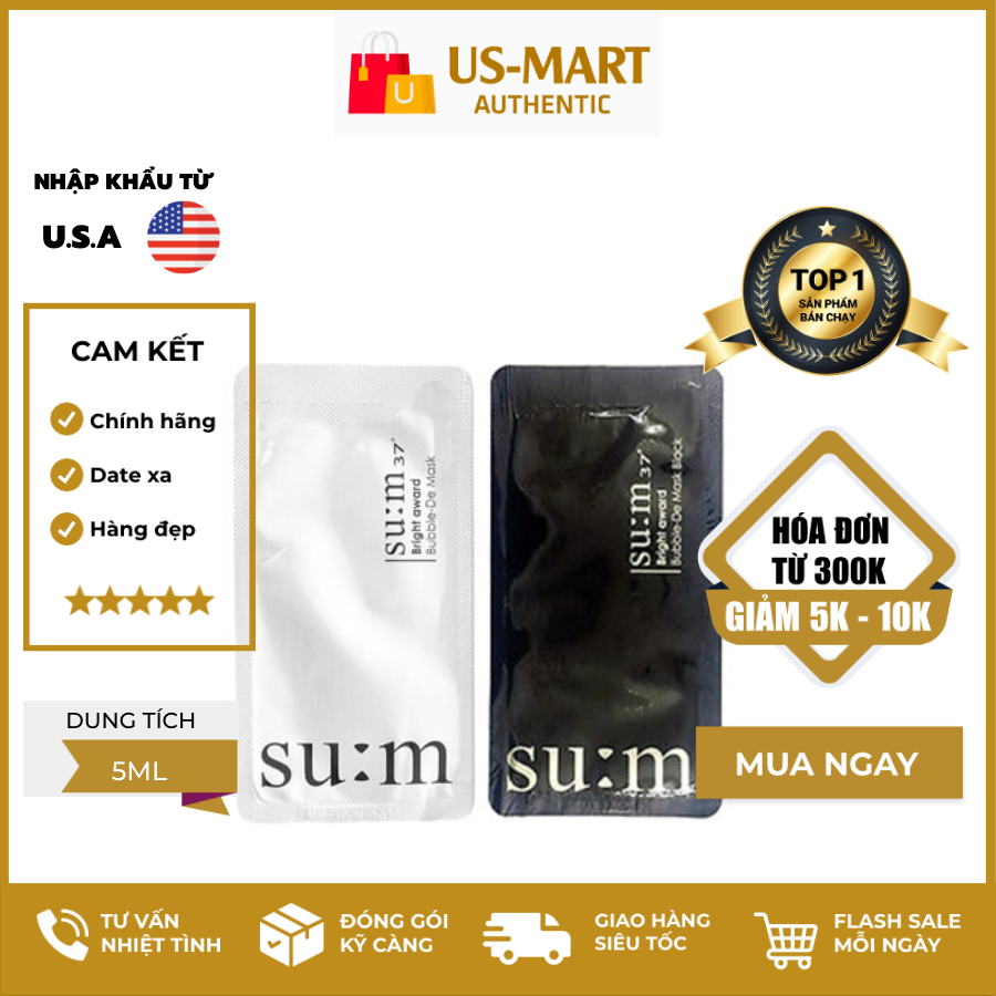 Mặt nạ sủi bọt làm sạch da su:m 37 bubble-de mask