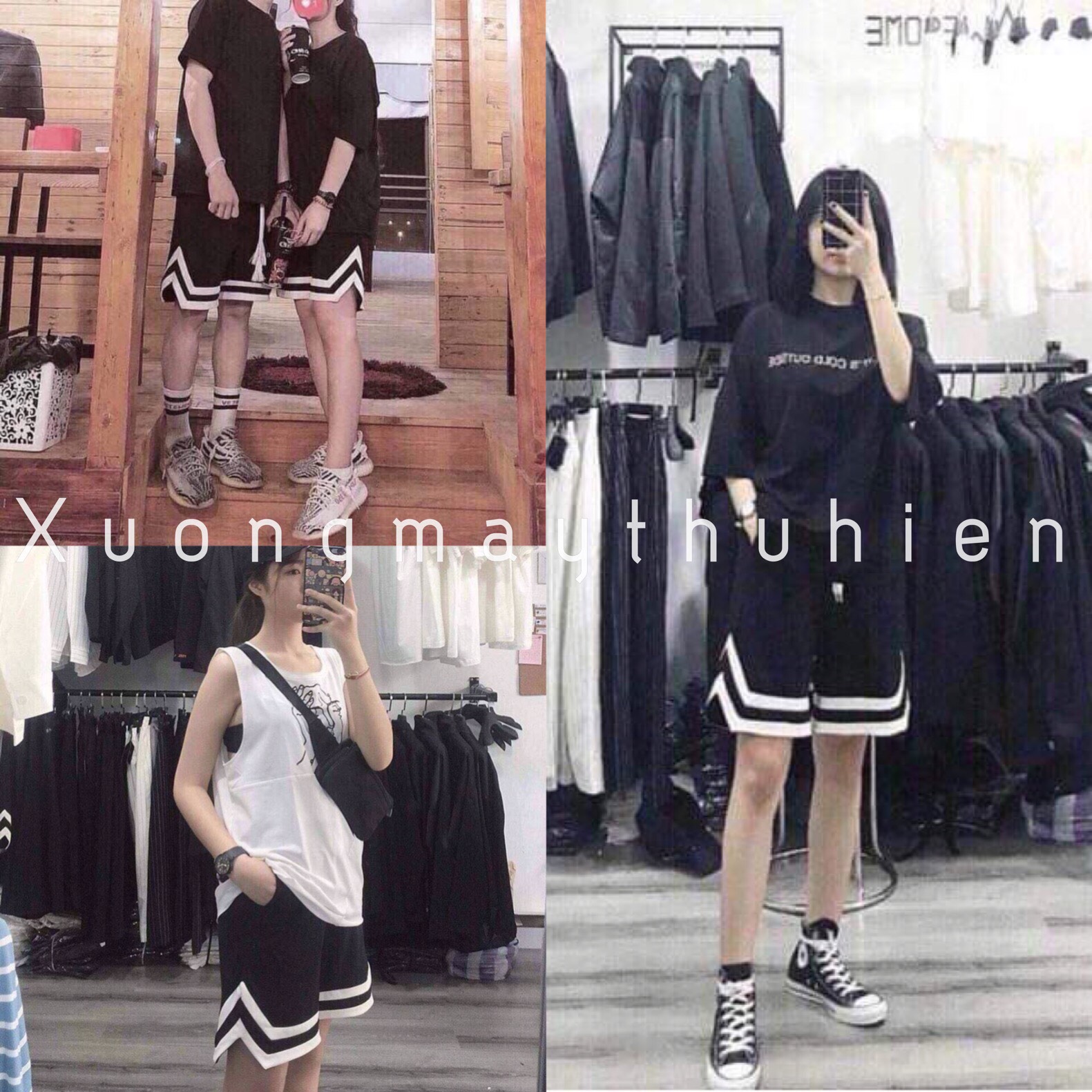 Quần sooc thể thao chữ V ống suông phong cách ulzzang/ Quần short dáng rộng unisex thời trang hàn quốc - xuongmaythuhien