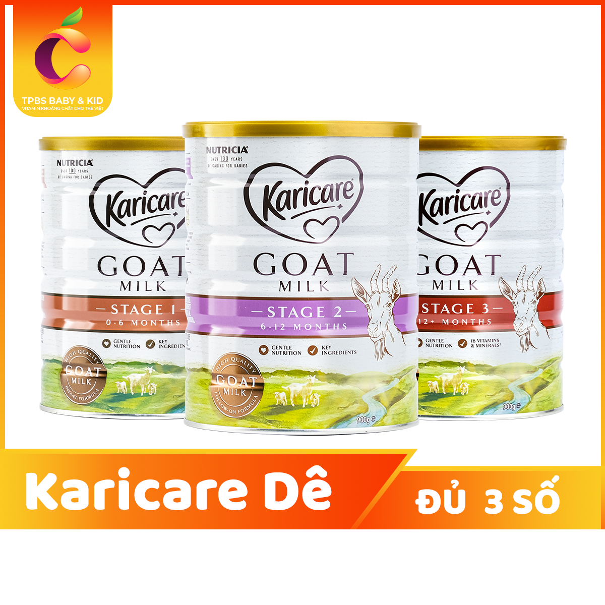 Sữa dê karicare úc số 1, 2, 3 lon 900 gram