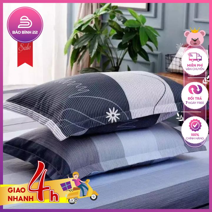 1 Áo gối cotton nhung 50x70cm, chất vải thoáng mát, không xù lông, không bay màu - Bảo Bình 22 - ao goi cotton - vỏ gối cotton - vo goi