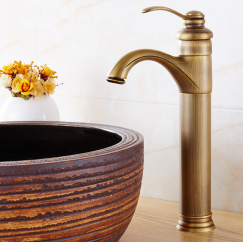 Vòi lavabo nóng lạnh cao giả cổ dùng cho lavabo đặt bàn MS5