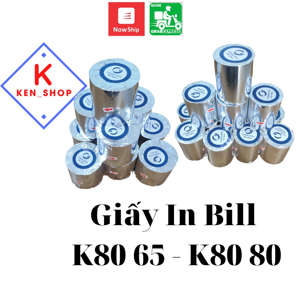Cuộn giấy in bill khổ lớn k80 80, k80 65, giấy in nhiệt, giấy in hóa đơn