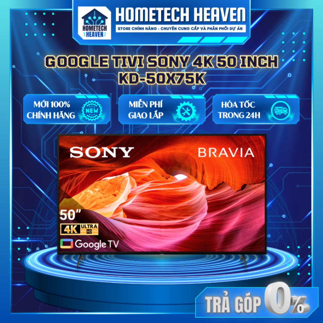 Google tivi sony 4k 50 inch kd-50x75k - hàng chính hãng