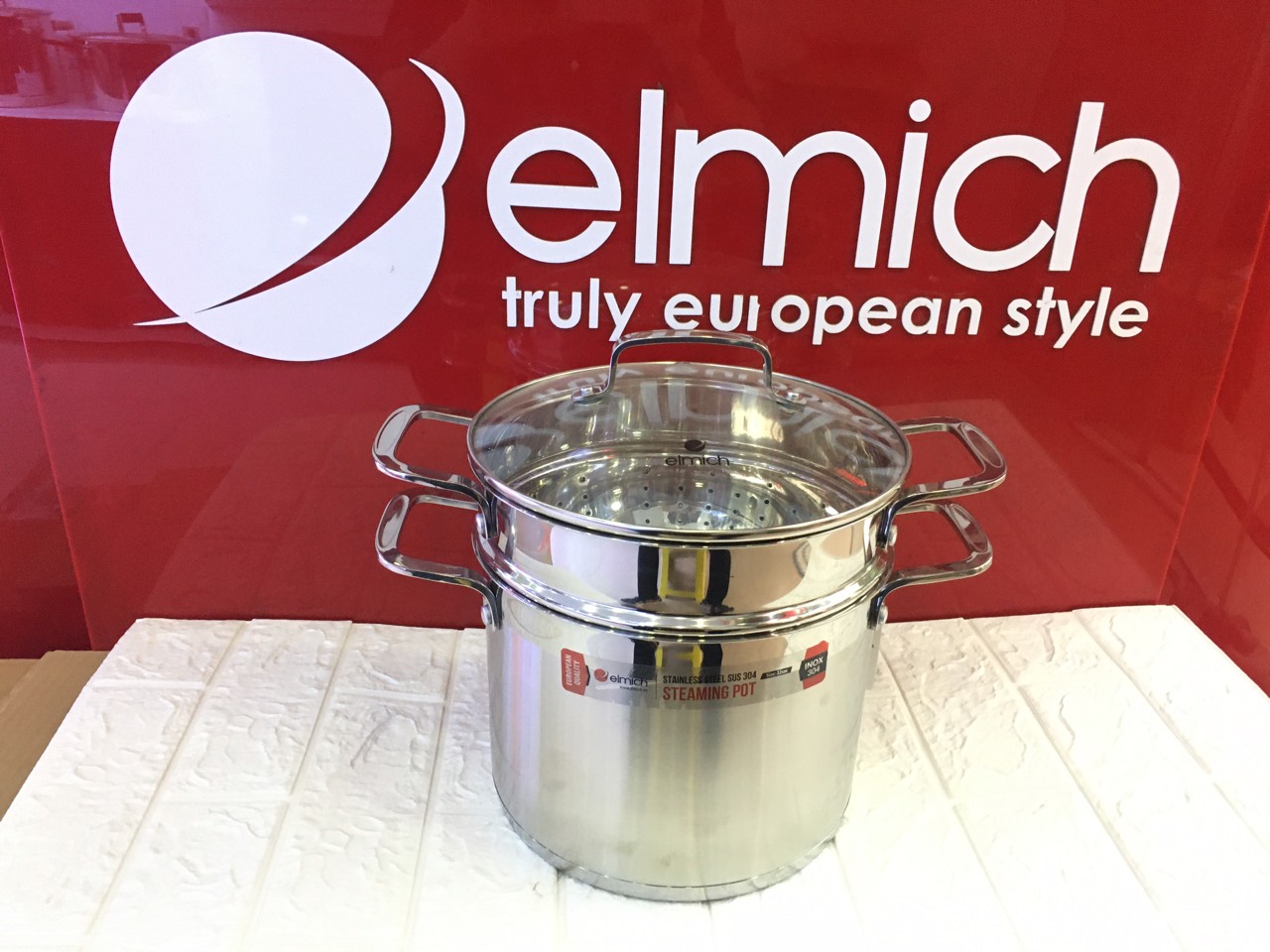 Nồi hấp inox 304 elmich 22cm el3360, 26cm el3361
