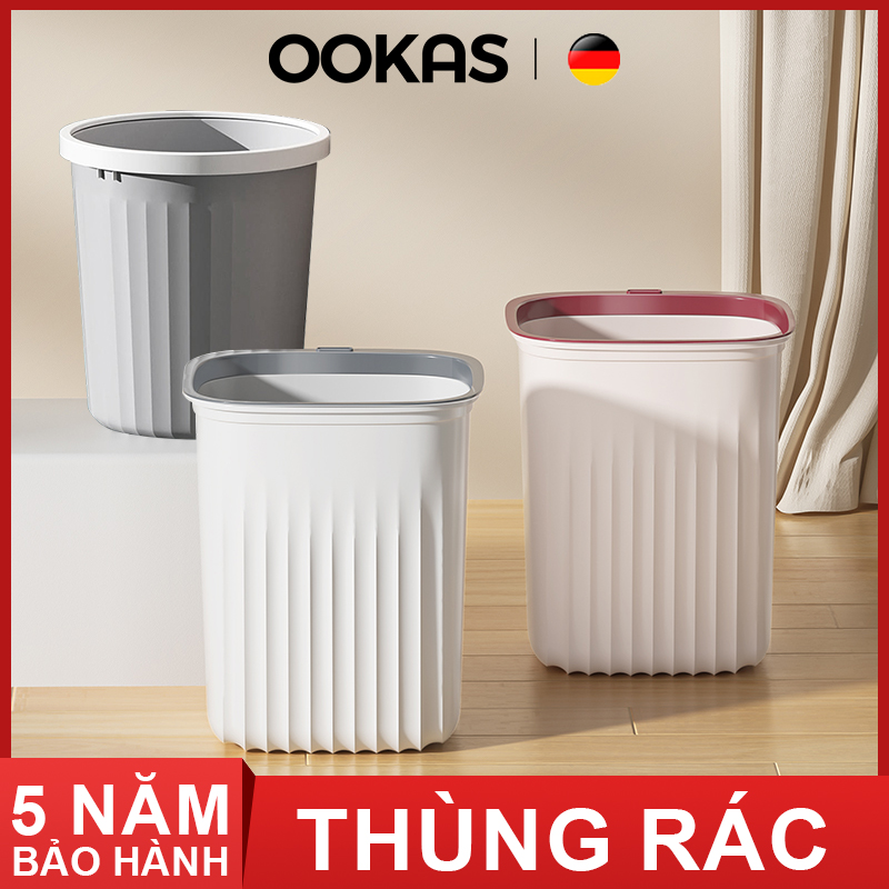 OOKAS Chất lượng cao Thùng rác nhựa thiết kế đơn giản thích hợp cho phòng bếp/phòng khách/phòng ngủ Nhiều mô hình tùy chọn