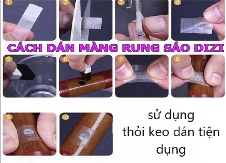 Combo keo dán màng rung cho sáo dizi-3 gói màng rung-1 ốp bảo vệ màng rung