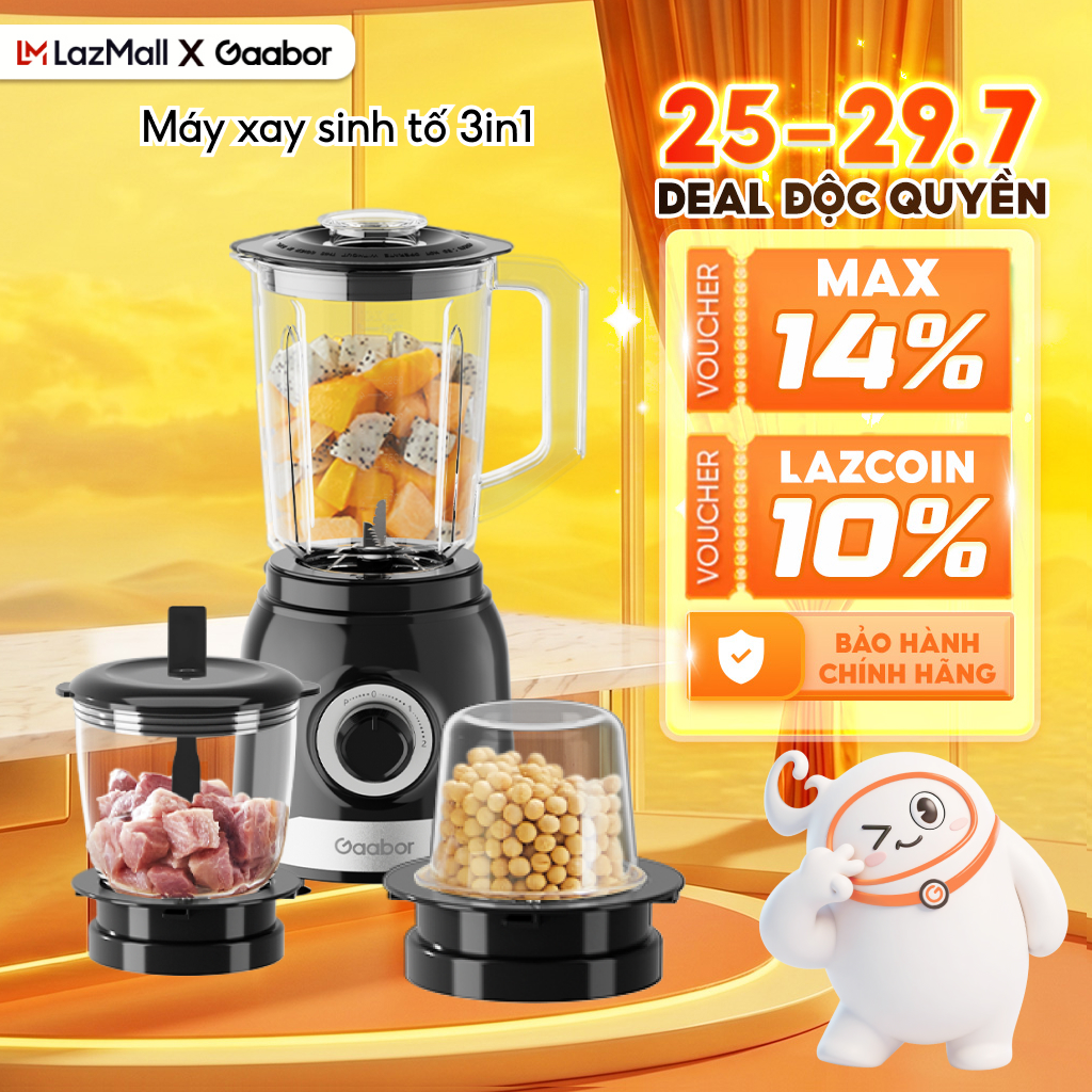 Máy xay sinh tố đa năng Gaabor JM-16M02A 3in1 xay thịt gia vị xay sinh tố - Bảo hành 12 tháng 1 đổi 1