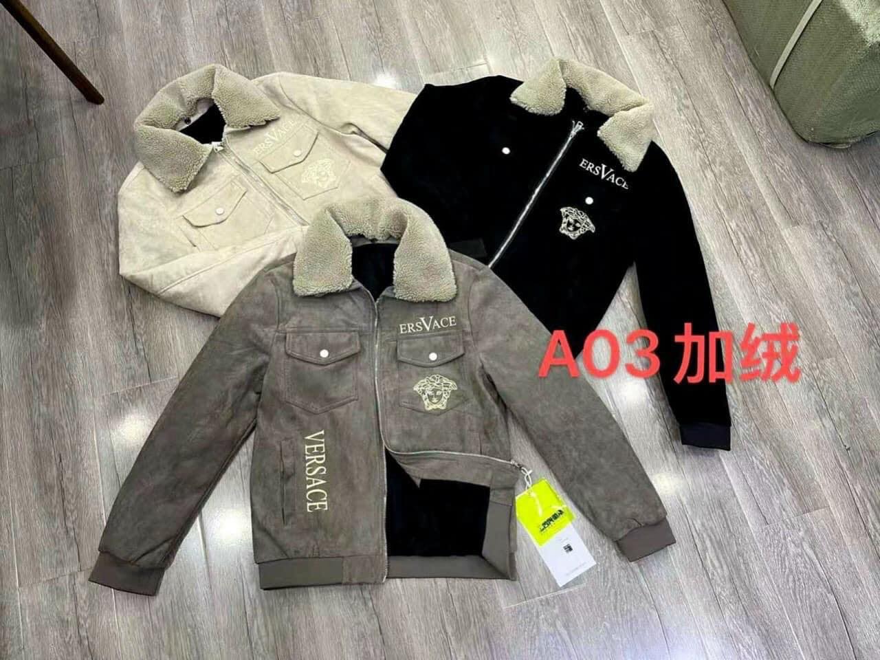 Áo khoác nam da lộn ver sac -cổ lông tháo rời
