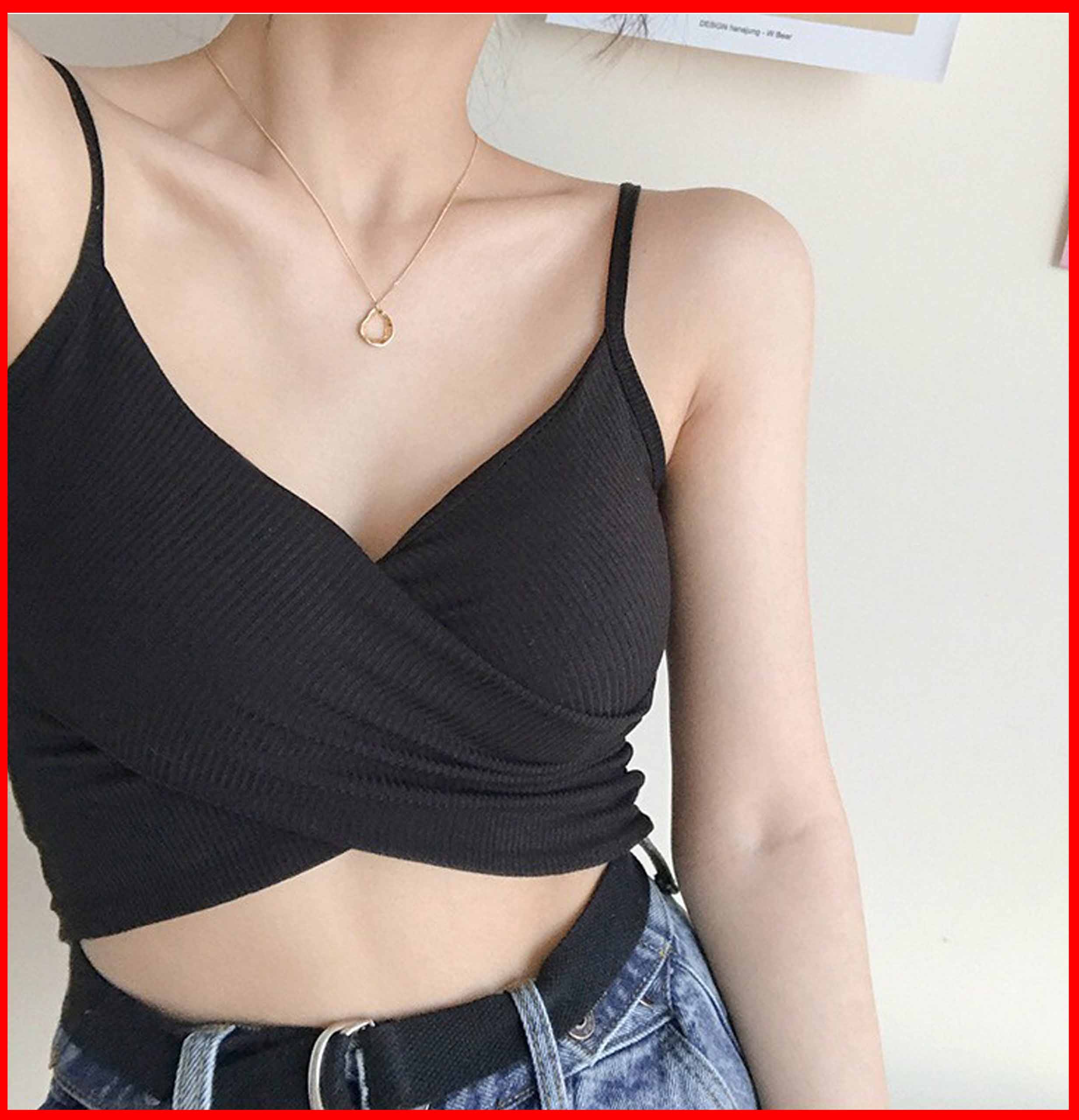 Áo croptop len tăm kiểu dáng đan chéo bo eo trẻ trung năng động