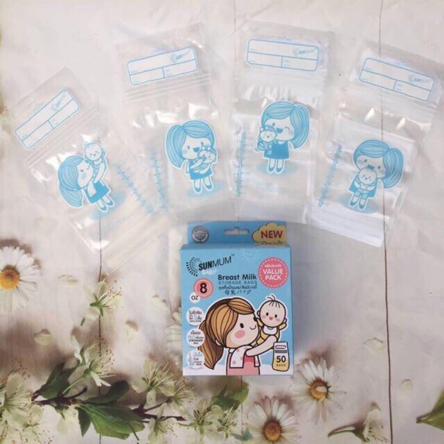 Túi trữ sữa SUNMUM 3 khoá zip chính hãng xuất xứ Thái Lan