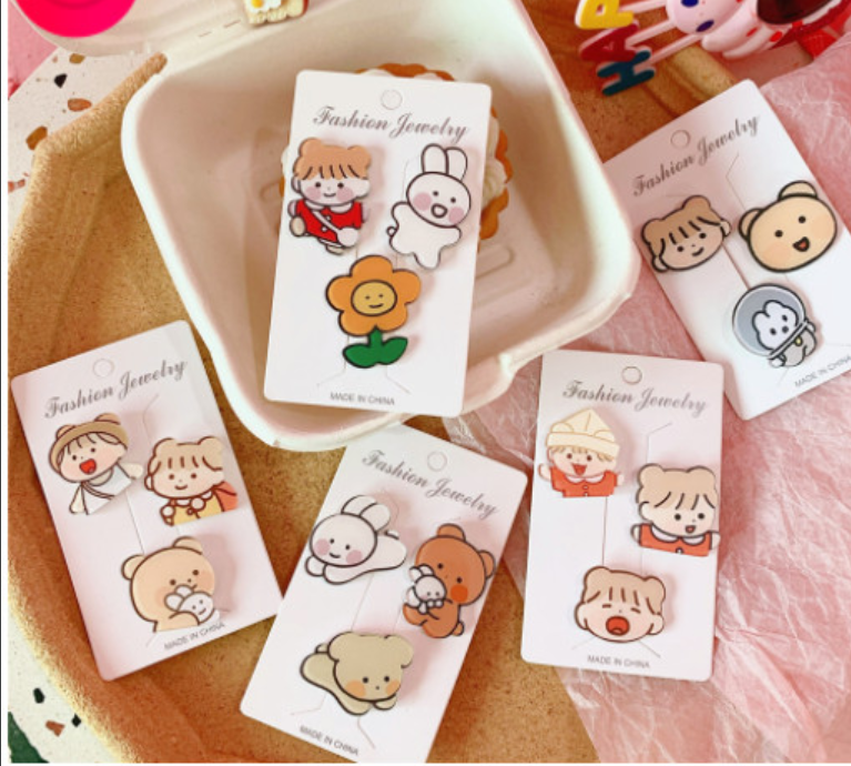 (Sét 3 cái) Ghim cài áo, huy hiệu dễ thương cài cặp, túi, balo cute