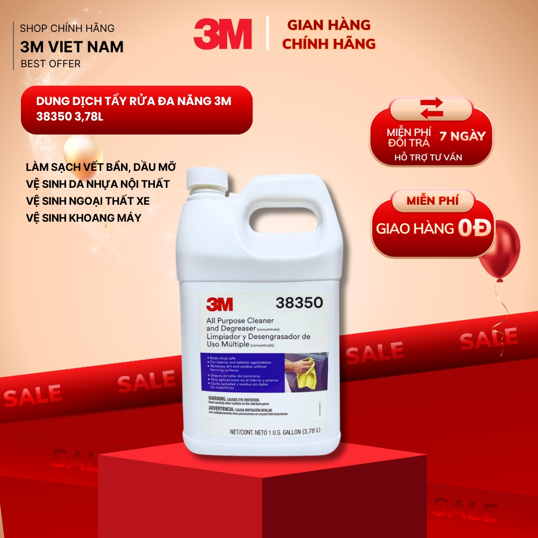 Dung dịch tẩy rửa đa năng Tẩy rửa nội thất, khoang máy pha theo tỷ lệ hướng dẫn 3M 38350 - 3.78 L