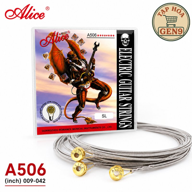 Dây Đàn Guitar Điện Alice A506 009-042 Chính Hãng Lõi Thép Mạ Niken Chống Gỉ Âm Sáng