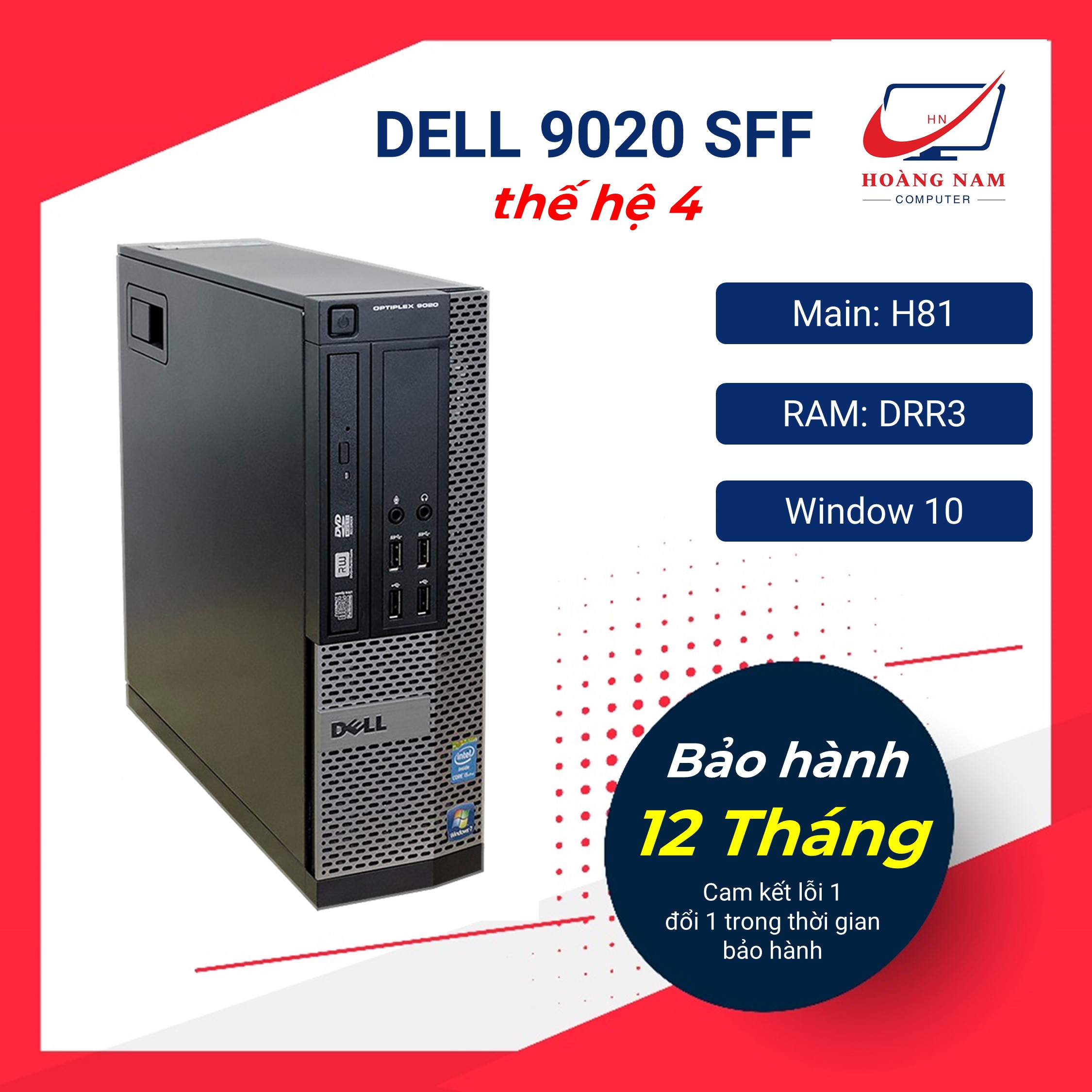 Case máy tính đồng bộ Dell Optiplex 9020 Thế hệ 4 | Main H81 | Core i7 4770 - I5 4570 - I3 4130 | 2 khe Ram DRR3 | Bảo hành 12 tháng lỗi 1 đổi 1, Tặng USB Wifi