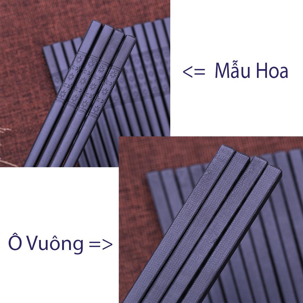 Đũa, bộ 10 đôi đũa kháng khuẩn kiểu Nhật thiết kế đẹp mắt với họa tiết hoa đào và ô vuông dùng cho gia đình HL067, nhà hàng dài 24cm, 27cm(kèm link video, ảnh thật) - đồ dùng nhà bếp