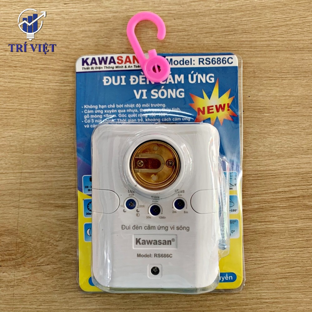 Đui đèn cảm ứng vi sóng kawasan rs686c tự bật đèn khi có người di chuyển