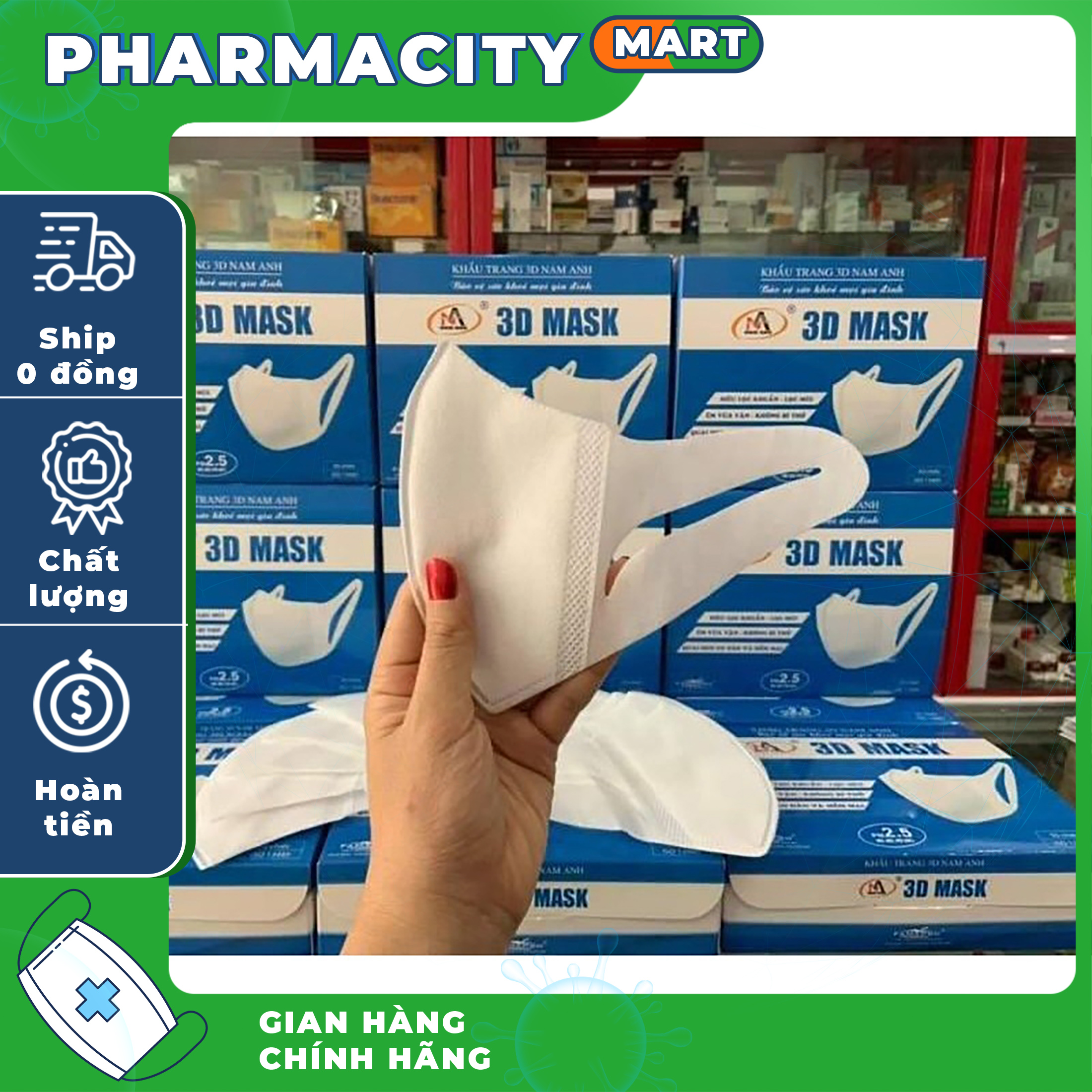 Khẩu trang 3d mask nam anh công nghệ nhật bản hộp 50 cái .