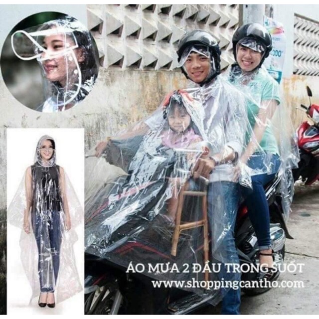 Áo mưa vi sinh trong suốt 1 đầu/2 đầu