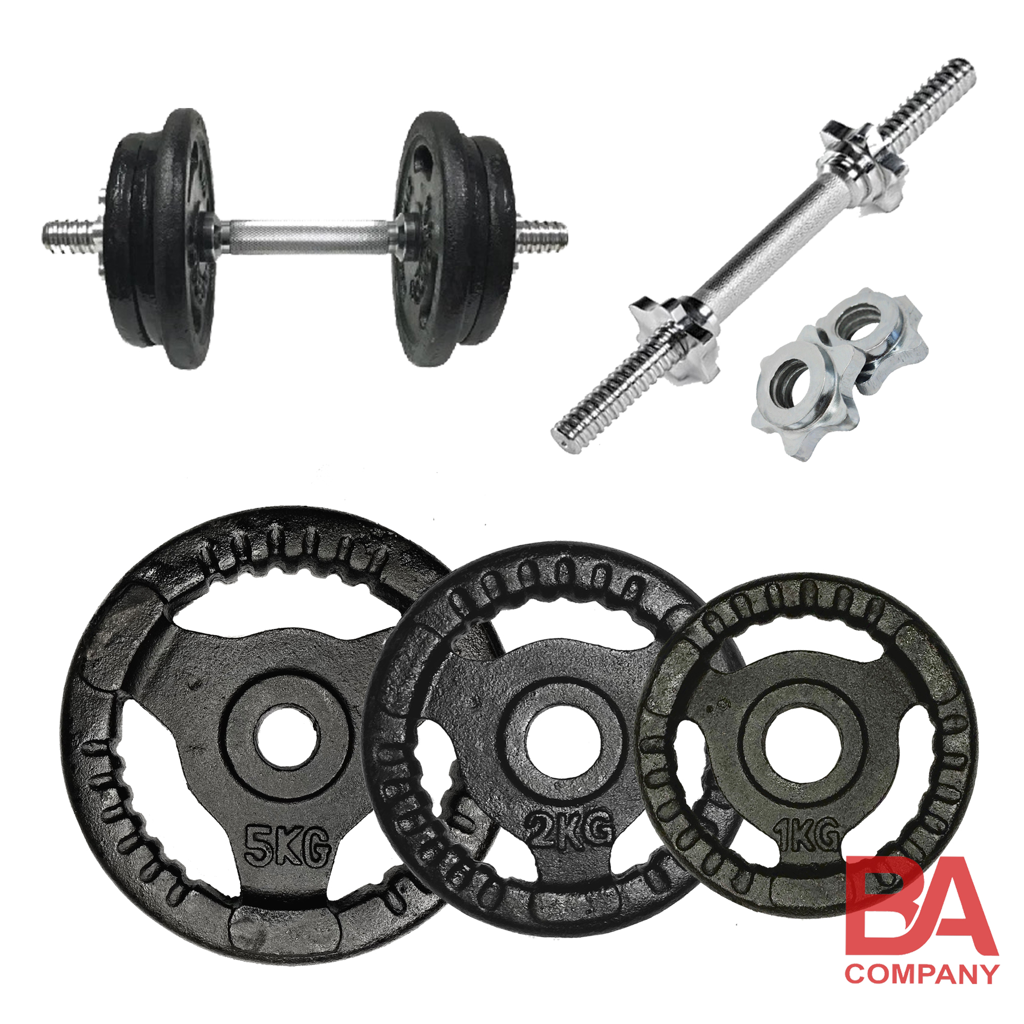 Bộ 1 tạ tay 17.7kg , tạ gang lỗ phi 30, đòn tạ sắt xi phi 27