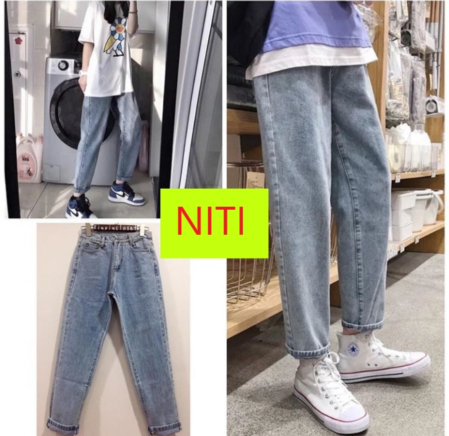 [HCM][ HÌNH THẬT!! ] QUẦN JEAN NỮ LƯNG CAO KIỂU QUẦN BAGGY JEAN NỮ MÀU XANH NHẠT LƯNG CAO NITI SIÊU CÁ TÍNH TRÔNG CỰC BỤI DỄ PHỐI ĐỒ ĐỦ SIZE