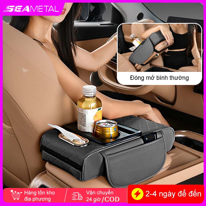  Hộp Tỳ Tay Ô Tô SEAMETAL Da PU Điều Khiển Trung Tâm Người Tổ Chức Bao Da Tay Xe Tăng Cường Miếng Lót Khăn Giấy Hộp Đựng Cốc 