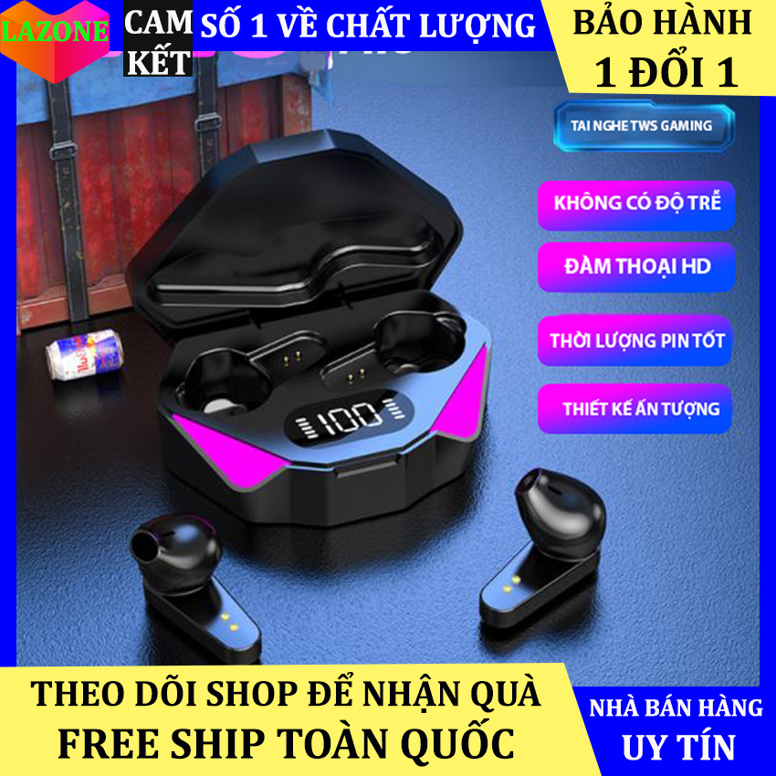 Tai nghe bluetooth gaming X15, tai nghe chơi game pin trâu giá rẻ điều khiển cảm ứng, tự động kết nối, âm thanh vòm 9D, tai nghe không dây chơi Pupg tương thích với mọi dòng điện thoại