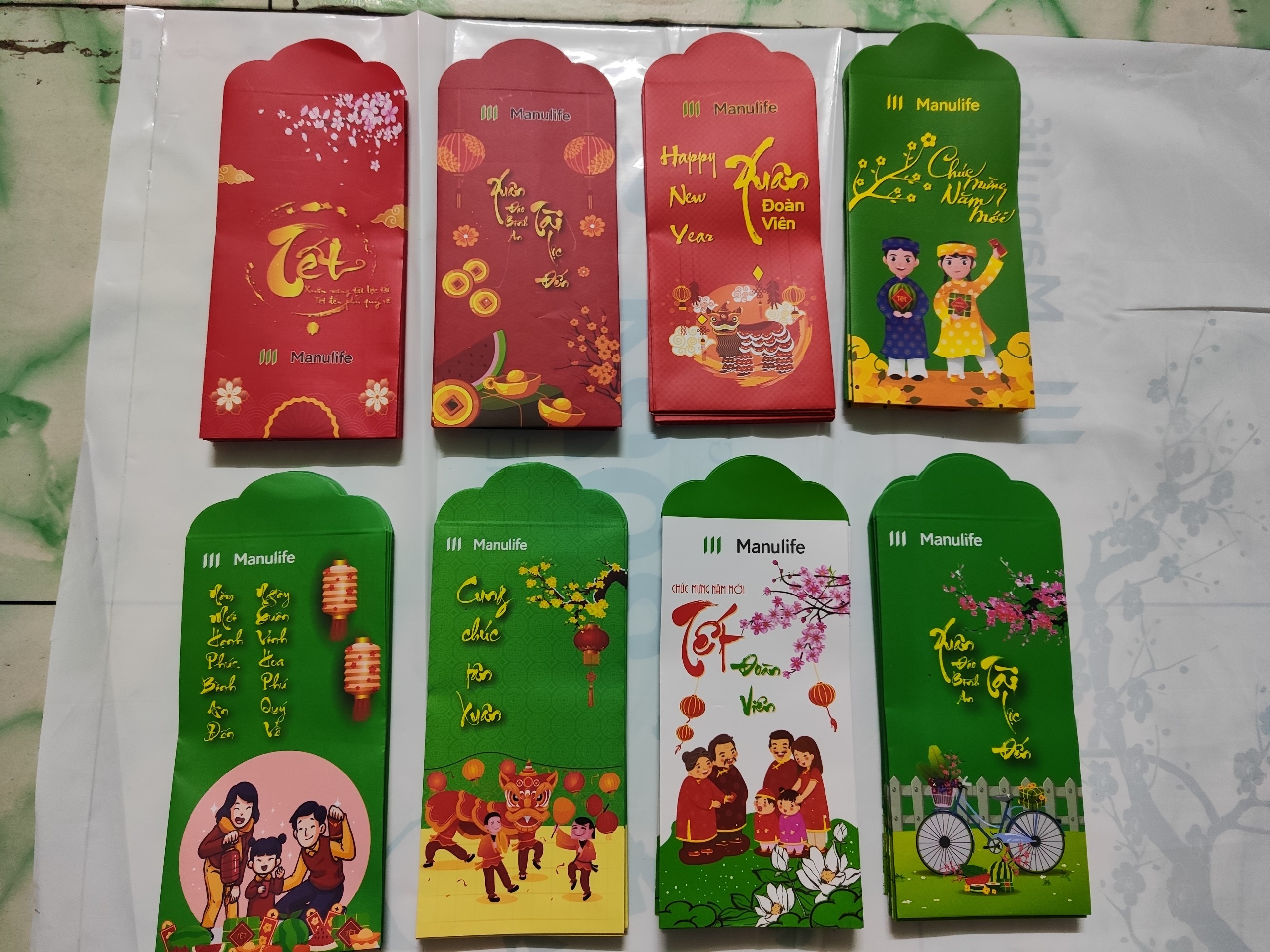 Combo 200 bao lì xì manulife nhiều mẫu siêu đẹp