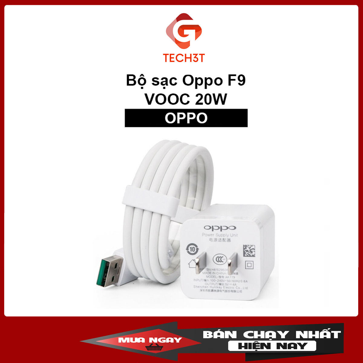 Bộ sạc nhanh vooc oppo f9/r9... hàng cam kết chất lượng củ sạc oppo 4a, dây cáp sạc vooc micro